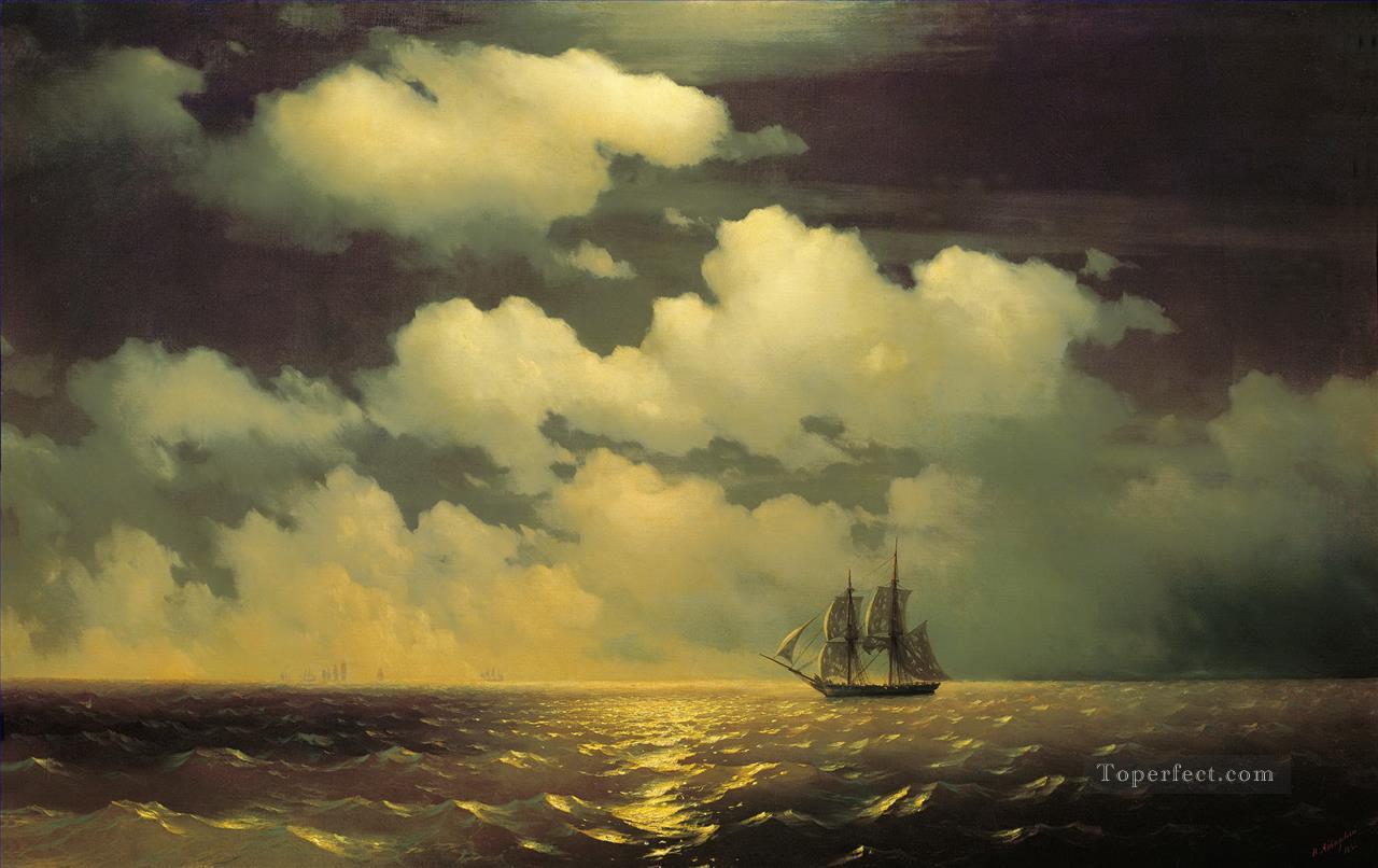 Ivan Aivazovsky meeting of the brig mercury with the russian squadron after the defeat of two turkish Seascape Oil Paintings